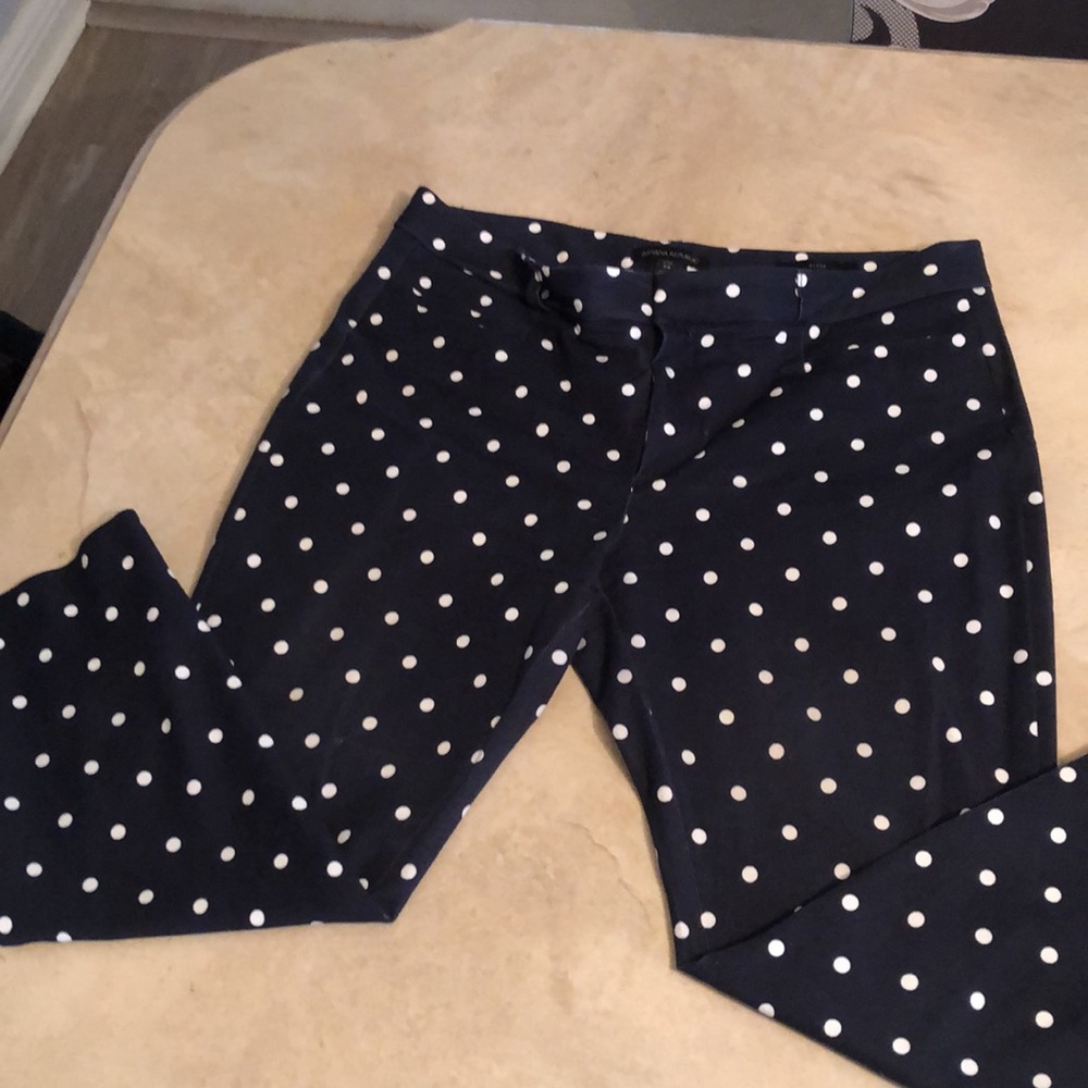 Banana Republic Sloan dark blue polka dot cropped pants. Sz 14